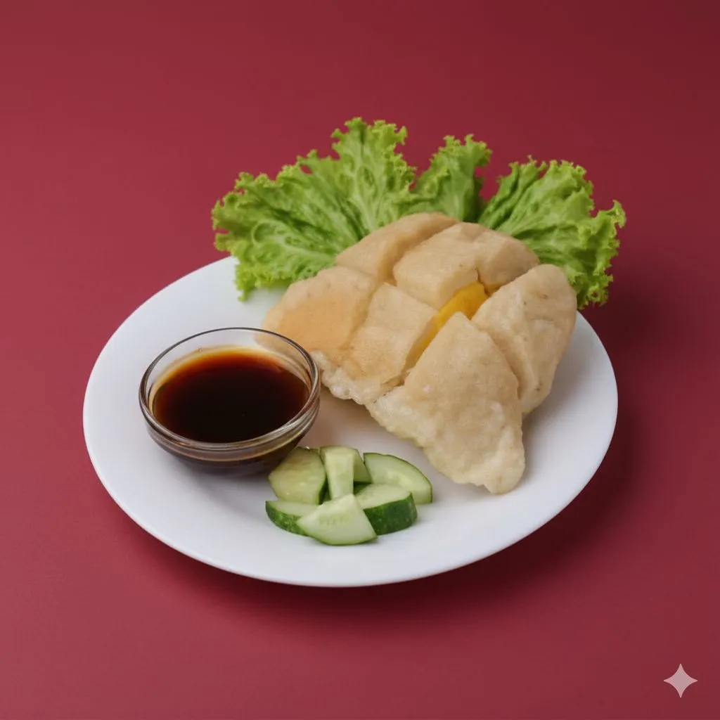 Pempek kapal selam homemade Ini Soto dengan cuko, timun, dan selada